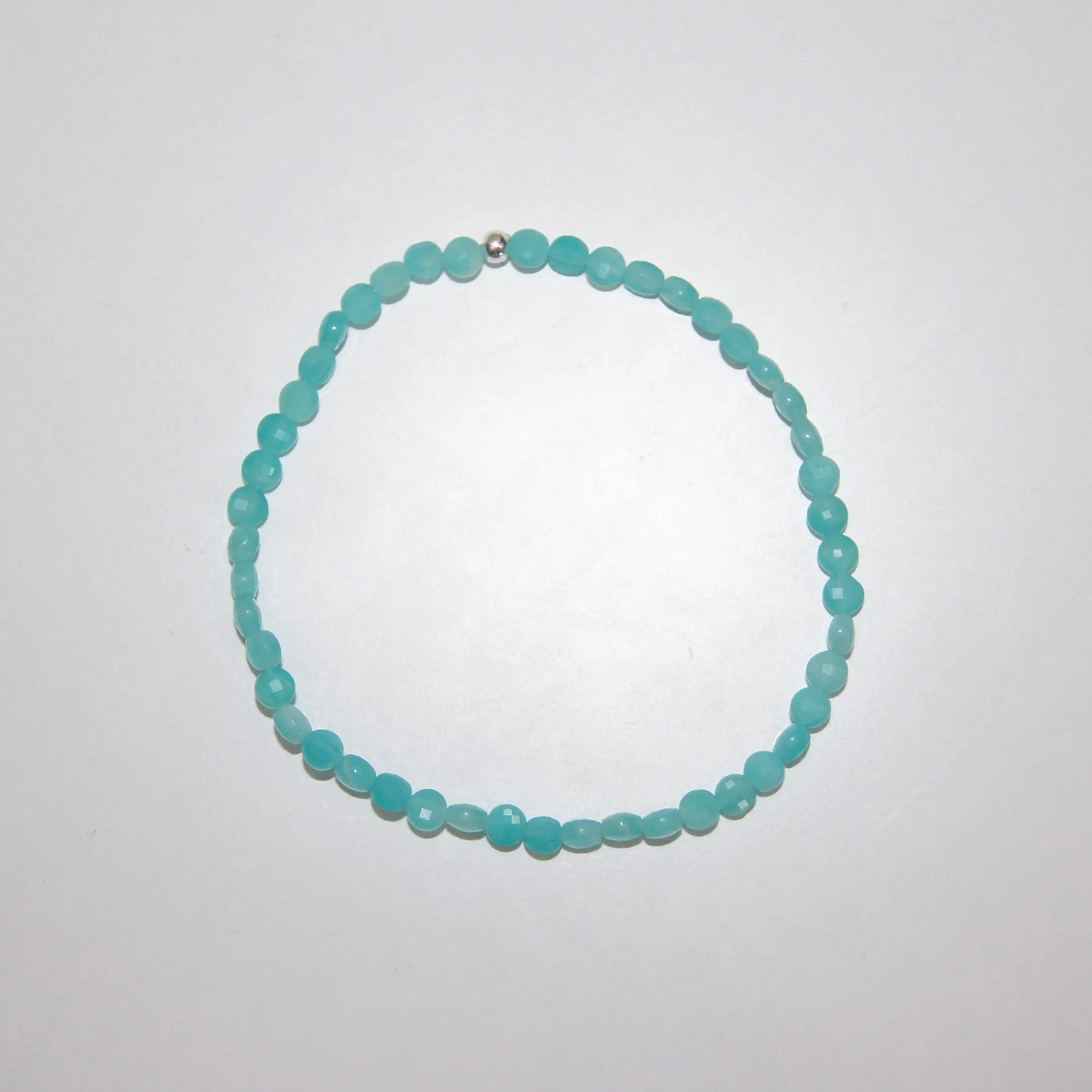 LEÑA Kunsthandwerk Amazonit-Armband, 4mm Coins, Elastik-Faden, 13–20 cm, Made in Austria