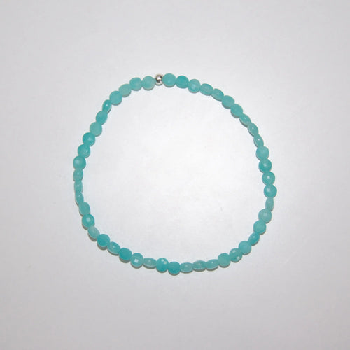 LEÑA Kunsthandwerk Amazonit-Armband, 4mm Coins, Elastik-Faden, 13–20 cm, Made in Austria