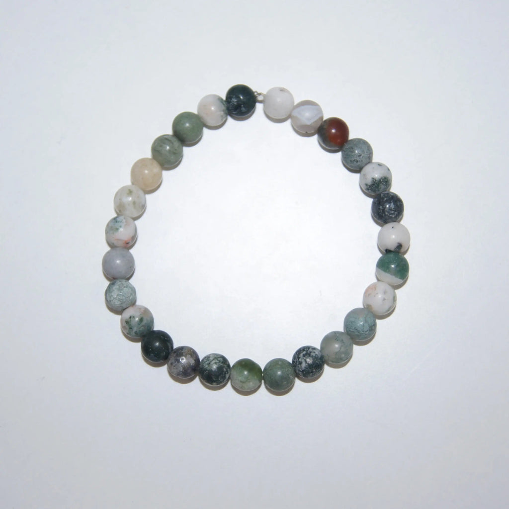 Baumachat-Perlenarmband von LEÑA Kunsthandwerk, 6 mm Perlen, elastischer Faden, 13–20 cm, Made in Austria