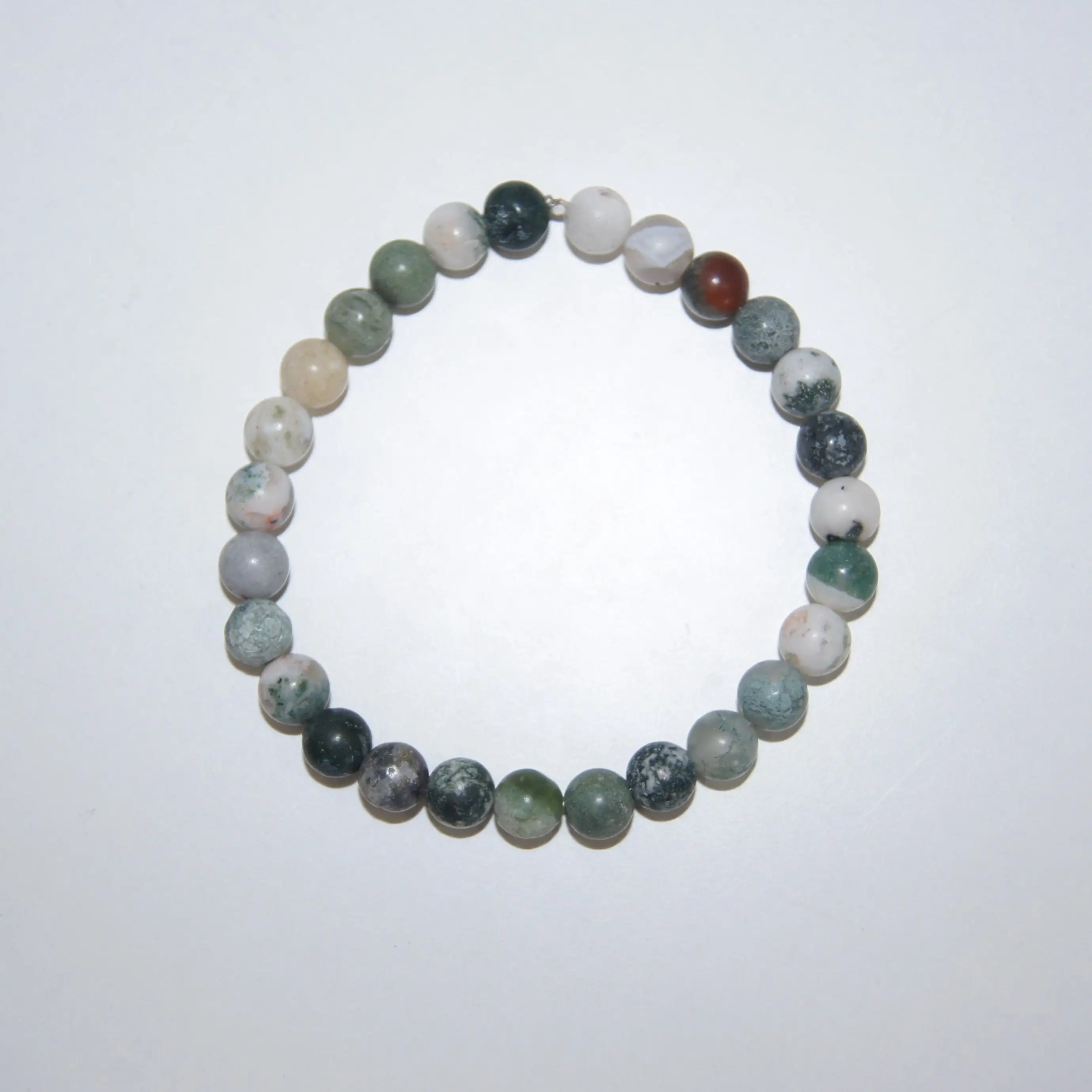Baumachat-Perlenarmband von LEÑA Kunsthandwerk, 6 mm Perlen, elastischer Faden, 13–20 cm, Made in Austria