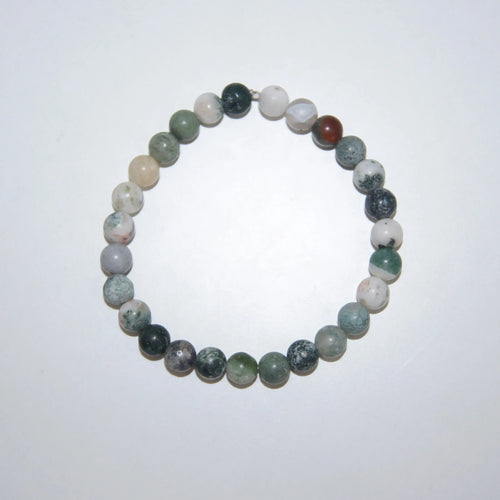 Baumachat-Perlenarmband von LEÑA Kunsthandwerk, 6 mm Perlen, elastischer Faden, 13–20 cm, Made in Austria