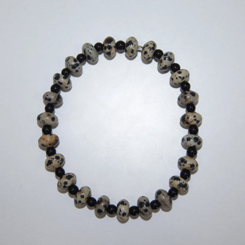 LEÑA Kunsthandwerk Dalmatiner-Button Armband mit Onyx-Perlen, 13–20 cm, Made in Austria
