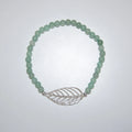 LEÑA Kunsthandwerk Armband aus Aventurin-Perlen mit Silber (925) Blatt-Charm, Made in Austria