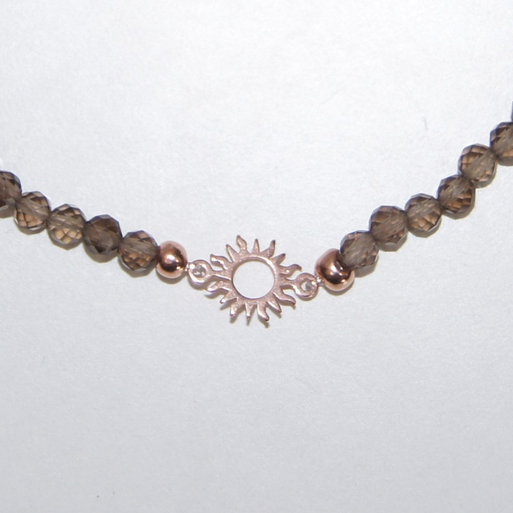 Armband mit Rauchquarz und rose vergoldeter Silber (925) Sonne