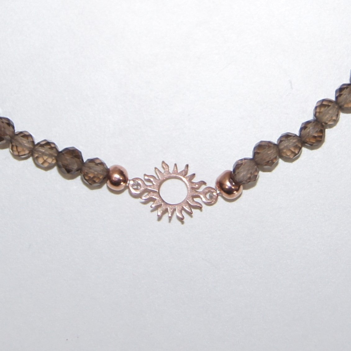 Armband mit Rauchquarz und rose vergoldeter Silber (925) Sonne